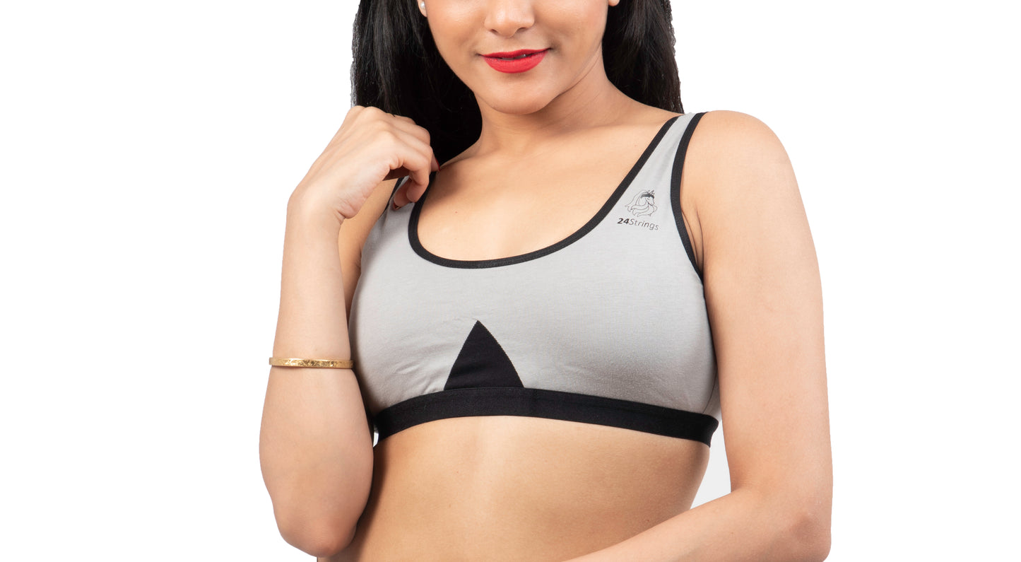 GREY 2408 | Sports Bra with Hook & Eye